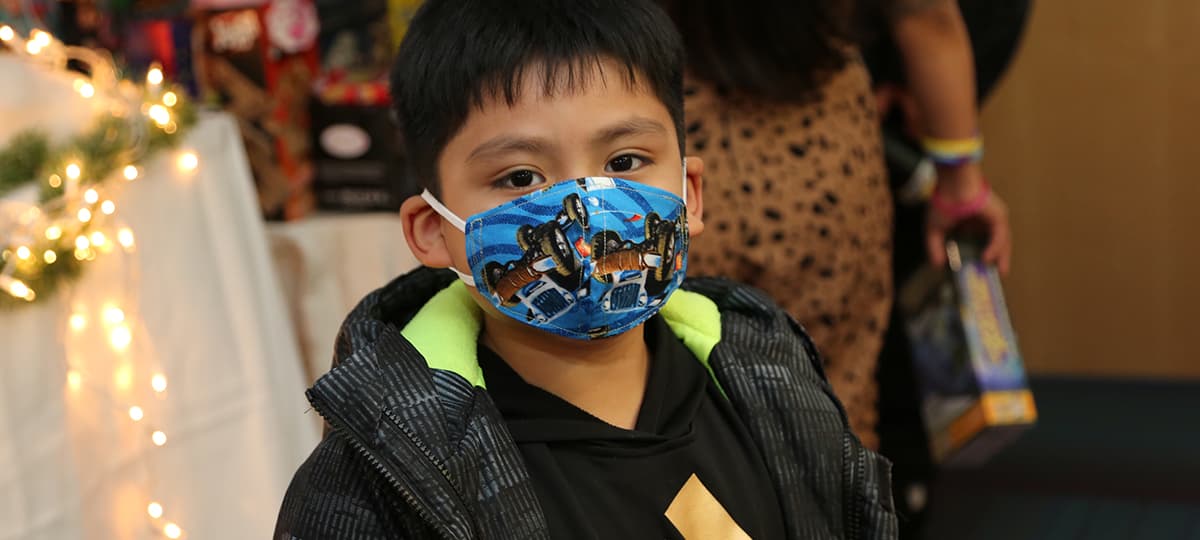child wearing mask